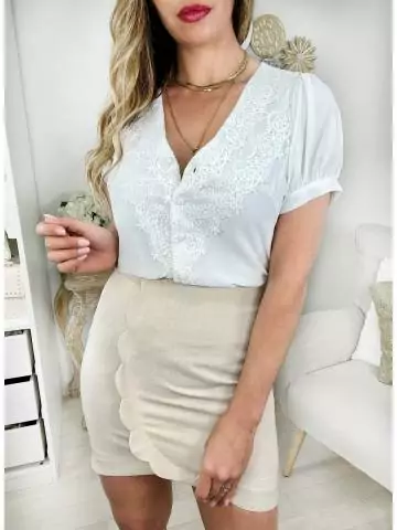 MyLookFeminin,Ma petite jupe beige "festonnée"28 € Vêtements Mode femme fashion