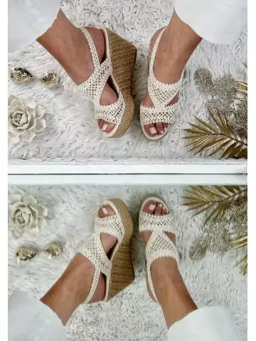 MyLookFeminin,Mes sandales compensées beige" style crochet",prêt à porter mode femme
