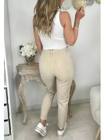 MyLookFeminin,Mon jeans beige mum " strass pocket",prêt à porter mode femme