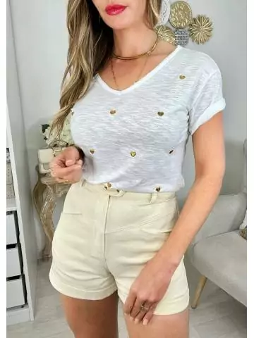 MyLookFeminin,Mon short beige "boutons dorés"26 € Vêtements Mode femme fashion
