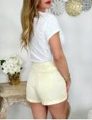 My Look Féminin Mon short beige "boutons dorés",prêt à porter pour femme
