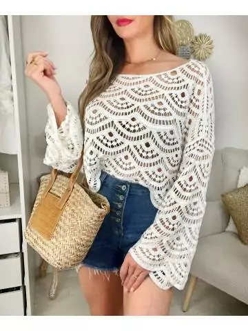 Top blanc "style crochet"