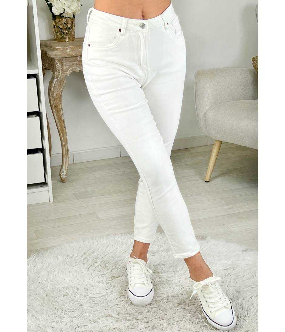 My Look Féminin jeans blanc mum et basique,prêt à porter pour femme