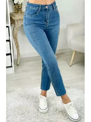 MyLookFeminin,jeans bleu médium cropped taille haute,prêt à porter mode femme