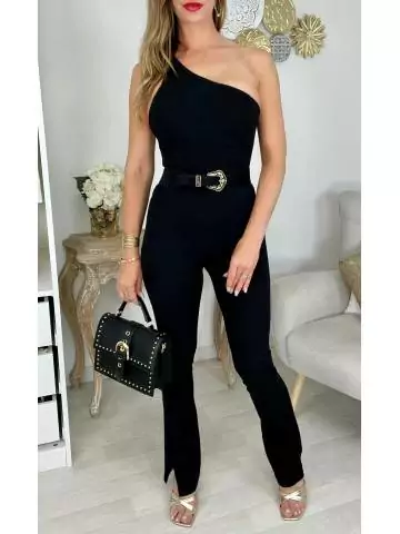 MyLookFeminin,combinaison noire asymétrique dos lacé,prêt à porter mode femme