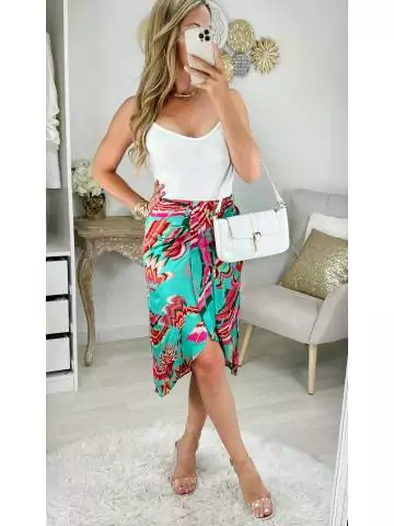 MyLookFeminin,jupe style portefeuille motif fleuri,prêt à porter mode femme