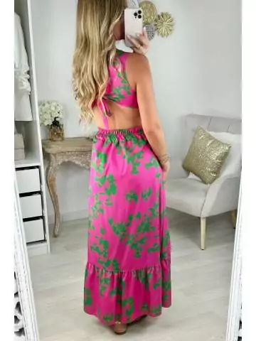 MyLookFeminin,robe longue cut out rose et verte,prêt à porter mode femme