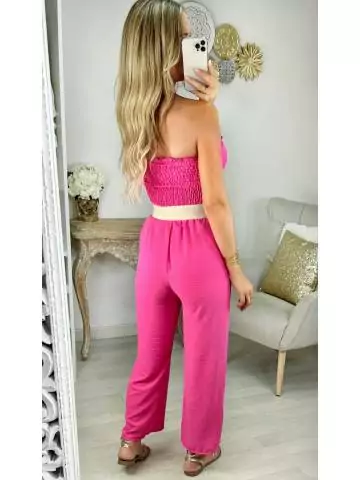 MyLookFeminin,combinaison pantalon bustier rose,prêt à porter mode femme