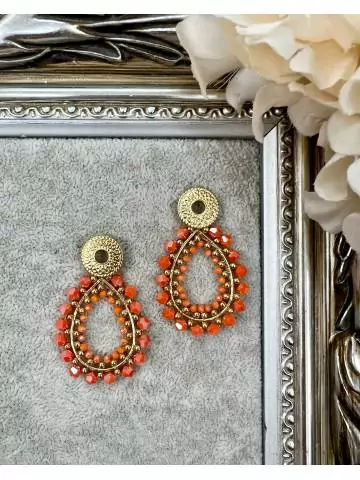 MyLookFeminin,boucles d'oreilles perles orange,prêt à porter mode femme