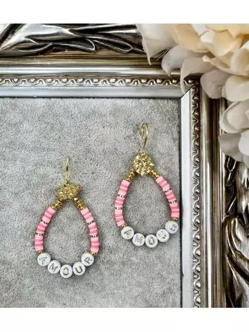 MyLookFeminin,boucles d'oreilles perles rose et blanches,prêt à porter mode femme