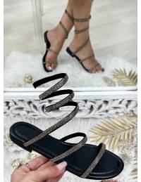 sandales plates noires scintillantes