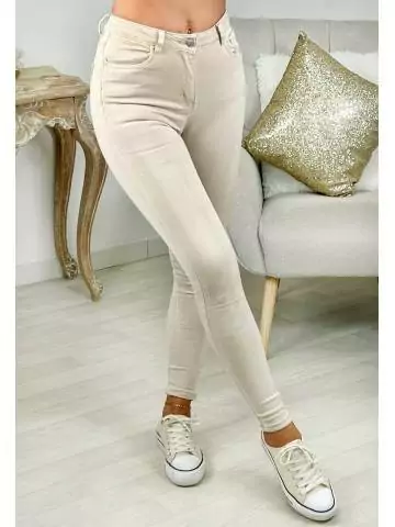 MyLookFeminin,jeans slim beige basique,prêt à porter mode femme