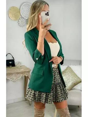My Look Féminin jupe beige motifs verts,prêt à porter pour femme