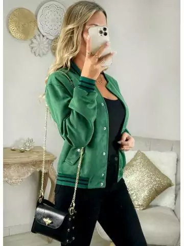 MyLookFeminin,Veste Style "universitaire" verte,prêt à porter mode femme