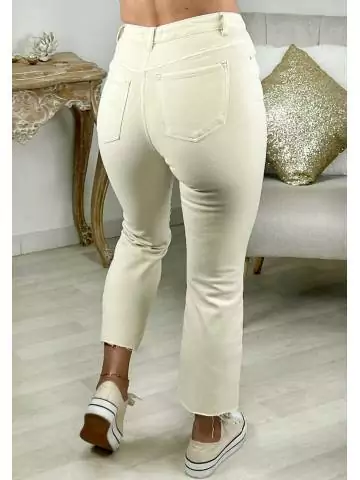 MyLookFeminin,Jeans beige flare destroy,prêt à porter mode femme