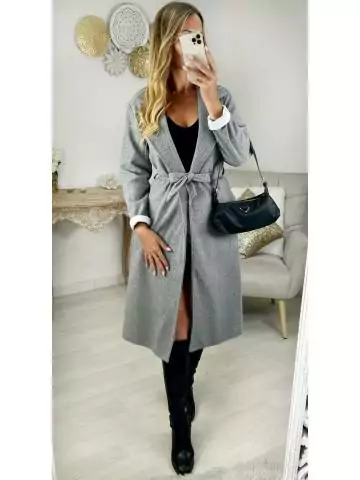 MyLookFeminin,manteau en lainage gris et sa ceinture,prêt à porter mode femme