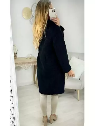 MyLookFeminin,manteau mi-long noir doudou,prêt à porter mode femme