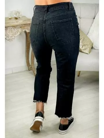 jeans noir délavé cropped