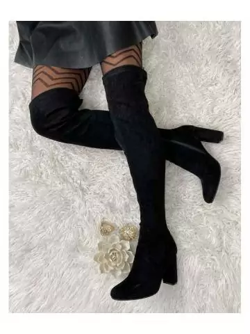 MyLookFeminin,cuissardes talons noires style daim,prêt à porter mode femme
