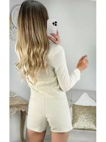 MyLookFeminin,Blazer court tweed beige,prêt à porter mode femme