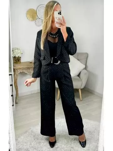 MyLookFeminin,blazer noir court & strass,prêt à porter mode femme