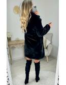 My Look Féminin manteau mi-long noir tout doux,prêt à porter pour femme