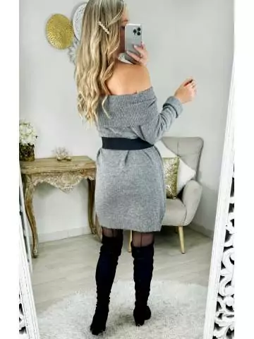 MyLookFeminin,robe grise porté épaules en lainage,prêt à porter mode femme