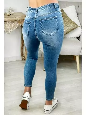 MyLookFeminin,Jeans slim bleu et destroy,prêt à porter mode femme