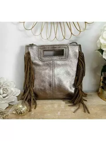 MyLookFeminin,sac en cuir bronze & franges,prêt à porter mode femme