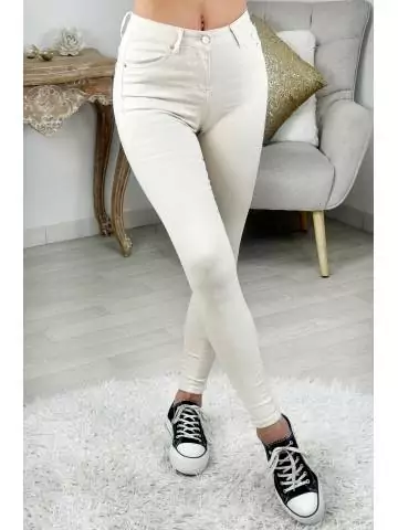 MyLookFeminin,jeans slim push-up beige,prêt à porter mode femme
