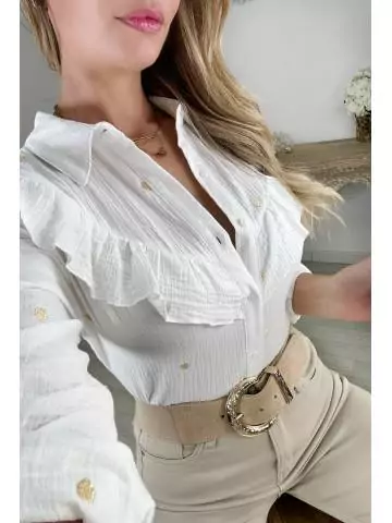 MyLookFeminin,chemisier blanc & cœurs gaze de coton,prêt à porter mode femme