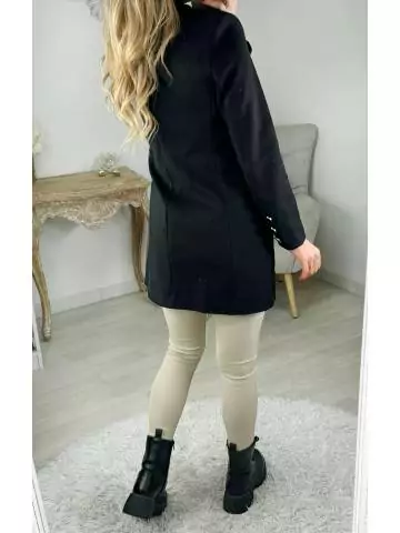 My Look Féminin| manteau en lainage noir boutons dorés,prêt à porter pour femme