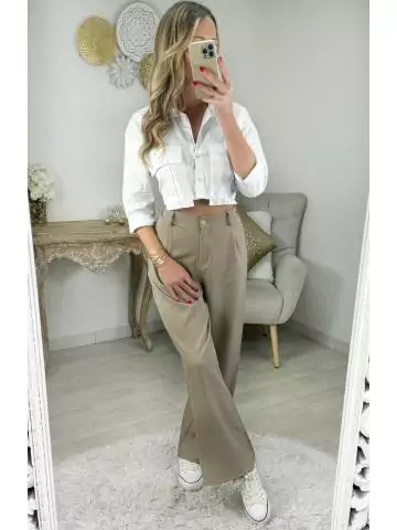 MyLookFeminin,chemisier court blanc & poches,prêt à porter mode femme