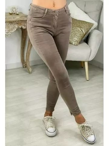MyLookFeminin,jeans taupe slim & push-up,prêt à porter mode femme