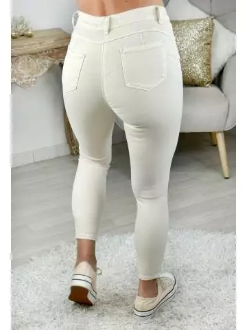 MyLookFeminin,jeans slim push-up blanc cassé,prêt à porter mode femme