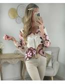 My Look Féminin Blouse motifs beige rose & choco,prêt à porter pour femme