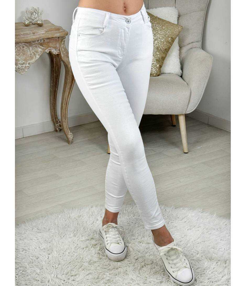 My Look Féminin jeans slim blanc push-up,prêt à porter pour femme