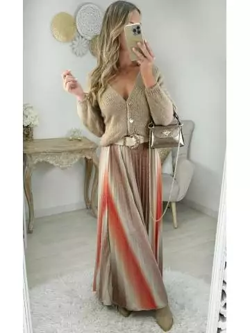 MyLookFeminin,jupe longue plissée scintillante "tie & die",prêt à porter mode femme