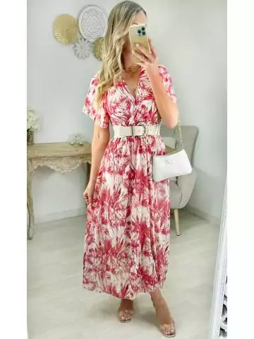My Look Féminin| robe longue motifs rose & doré,prêt à porter pour femme