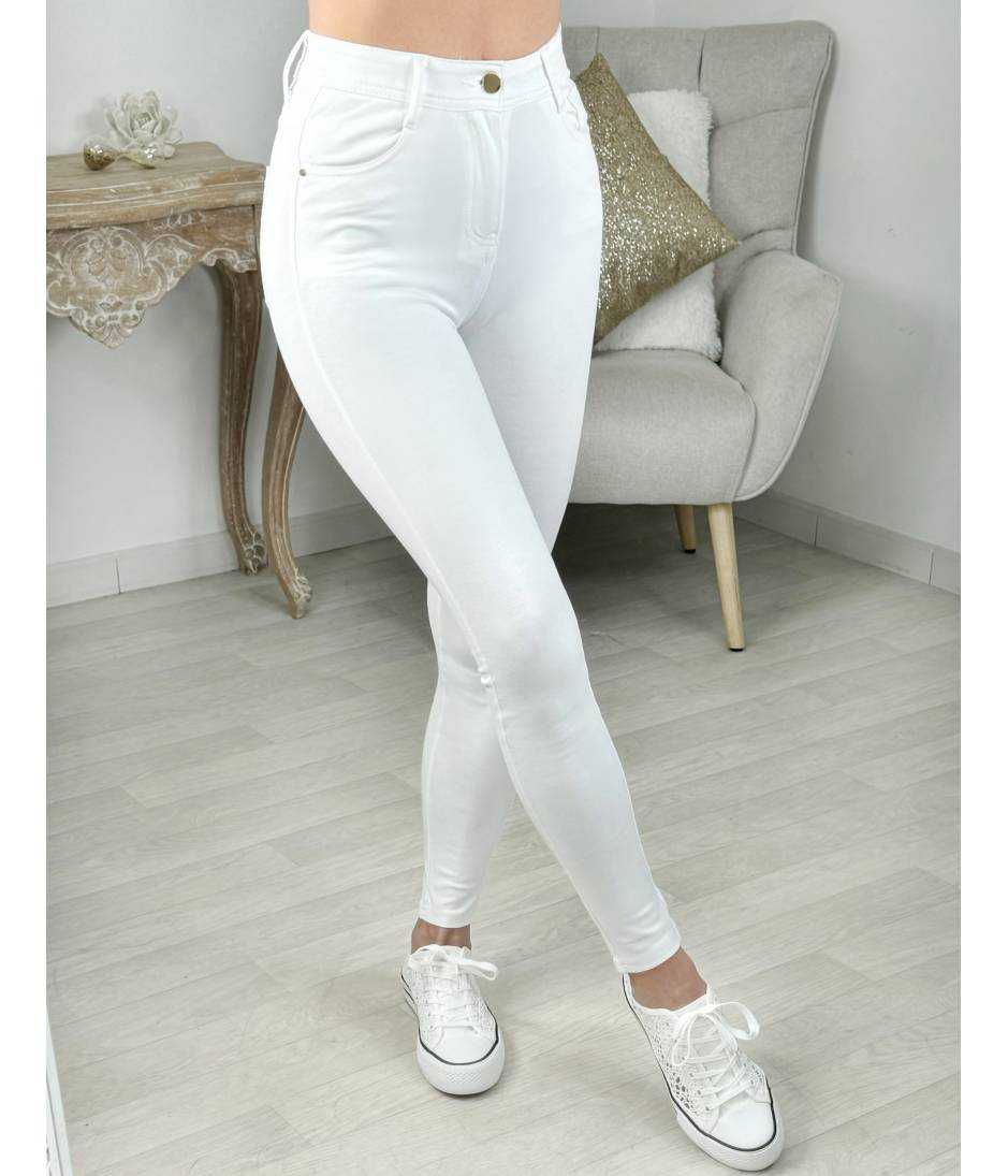 My Look Féminin pantalon blanc slim,prêt à porter pour femme