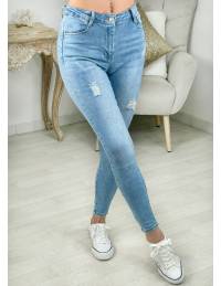 jeans slim push-up bleu & usé