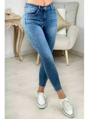 My Look Féminin| jeans slim bleu médium basique,prêt à porter pour femme