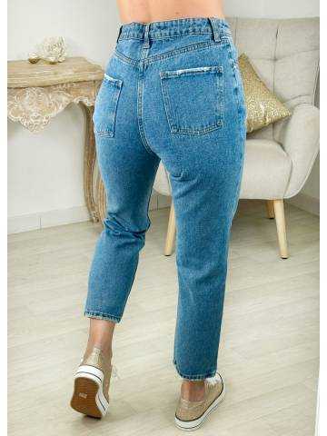 jeans bleu médium mum