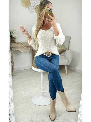 Pull en maille beige