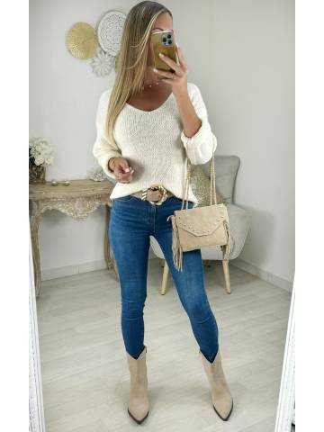 Pull en maille beige